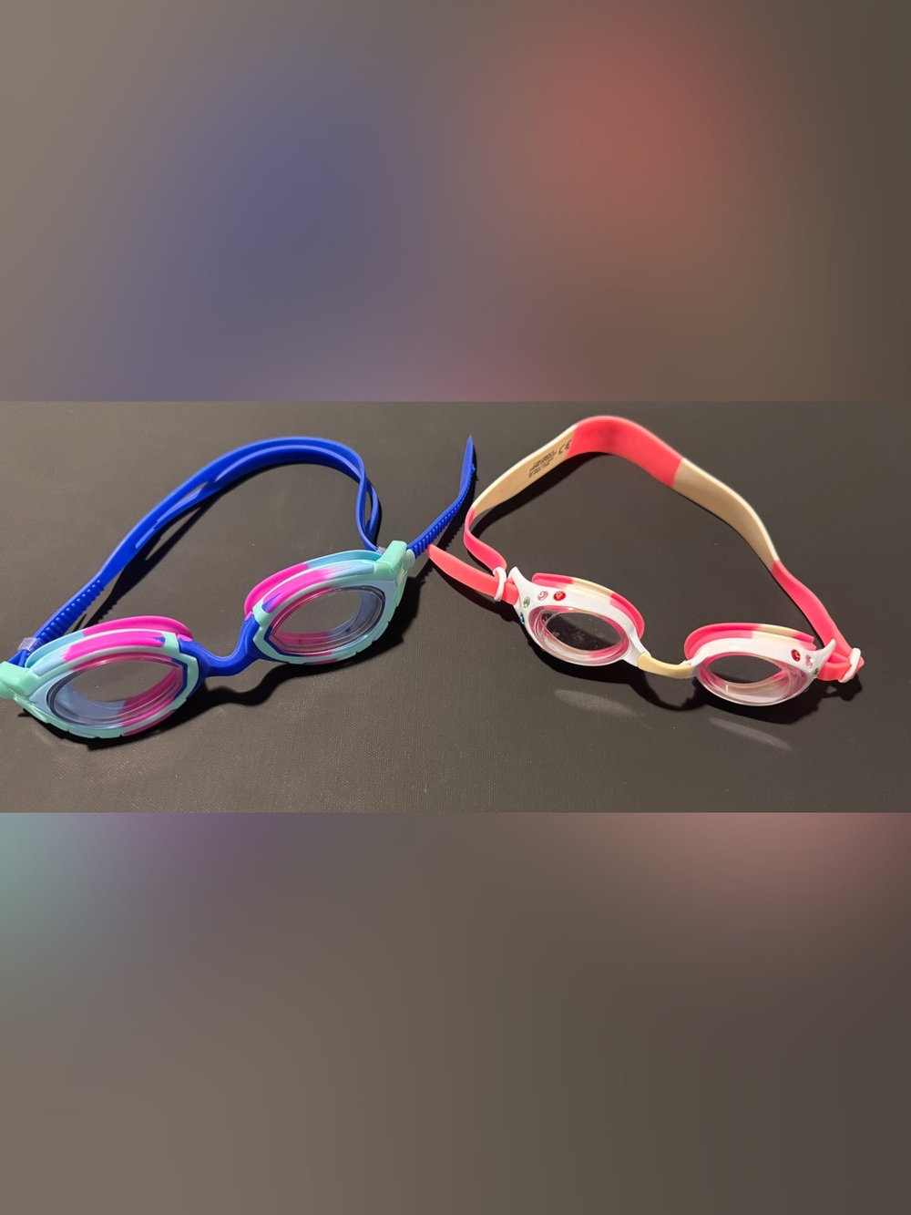 Lot Of 2 Aqua2ude Kid Girl Swim Goggles pink And Blue